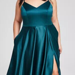 Satin Sleeveless Front-Slit Gown